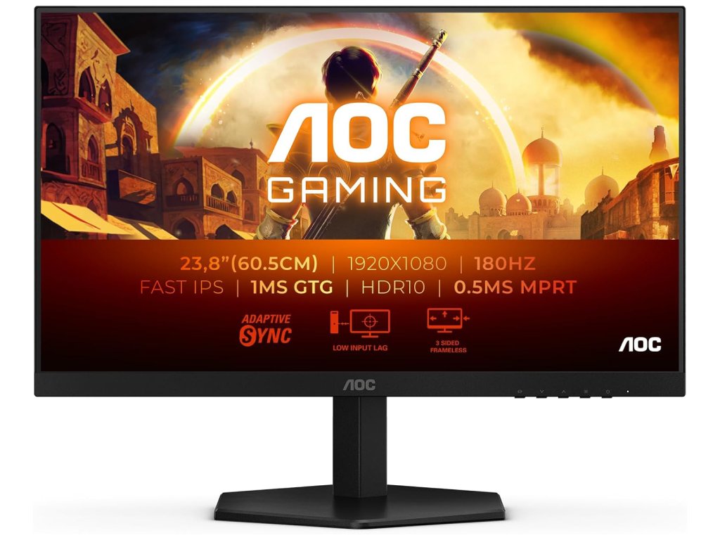 AOC IPS Gaming Monitor 24G42E, 23.8", Full HD 1920x1080, 180Hz, 1 ms, 1000:1, HDMI - DP