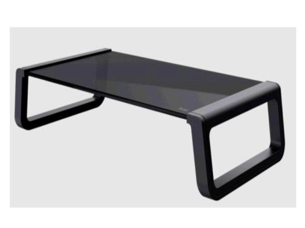TRUST MONTA Tempered glass monitor stand - Black, D:225 mm, W: 415 mm, H: 98 mm