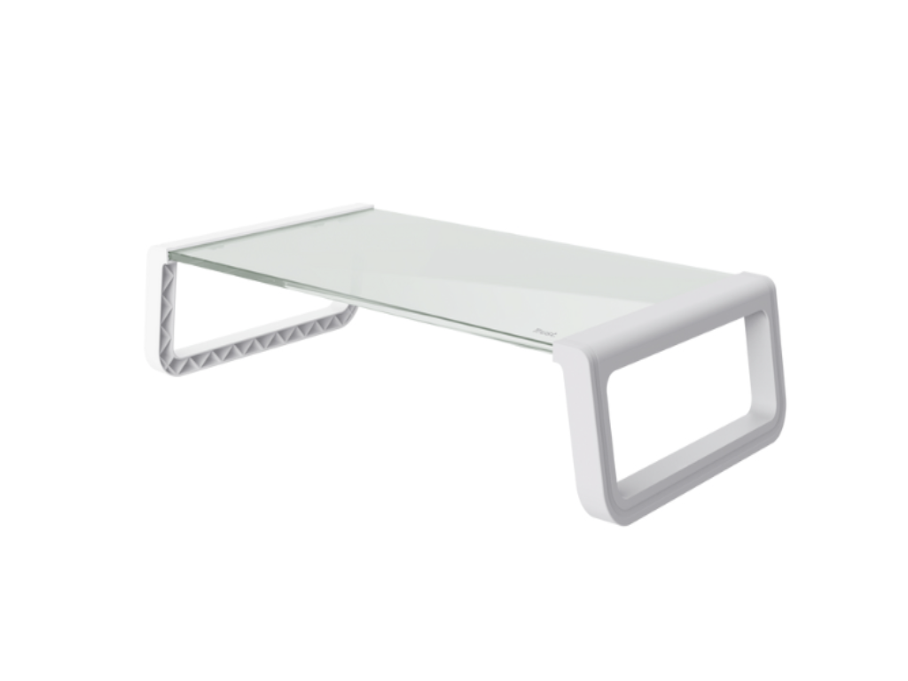 TRUST MONTA Tempered glass monitor stand - White, D:225 mm, W: 415 mm, H: 98 mm