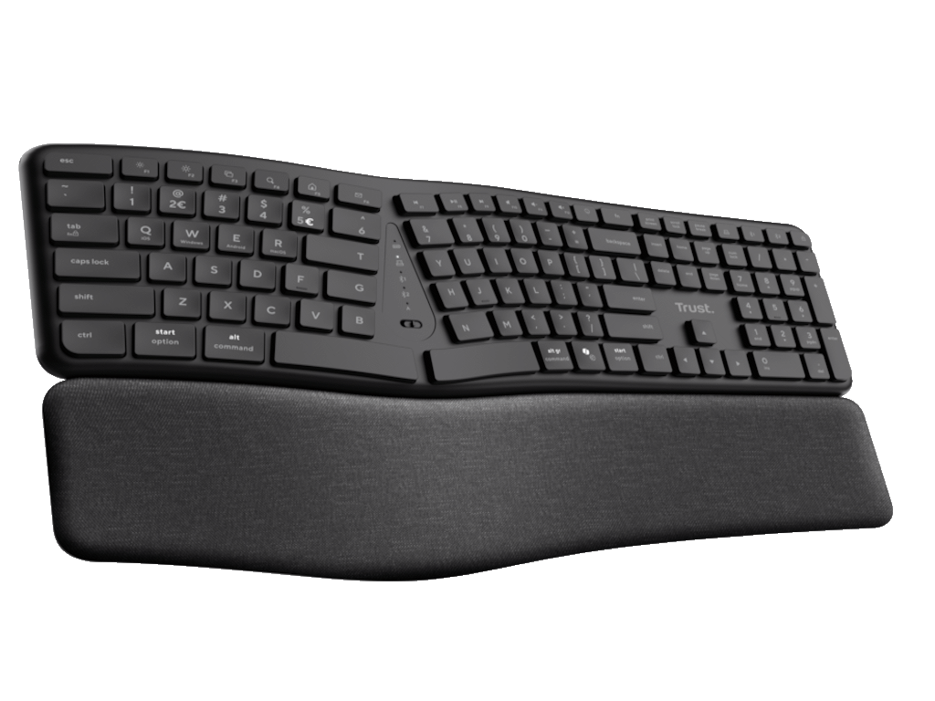 TRUST Keyra Ergonomic multidevice wireless keyboard US