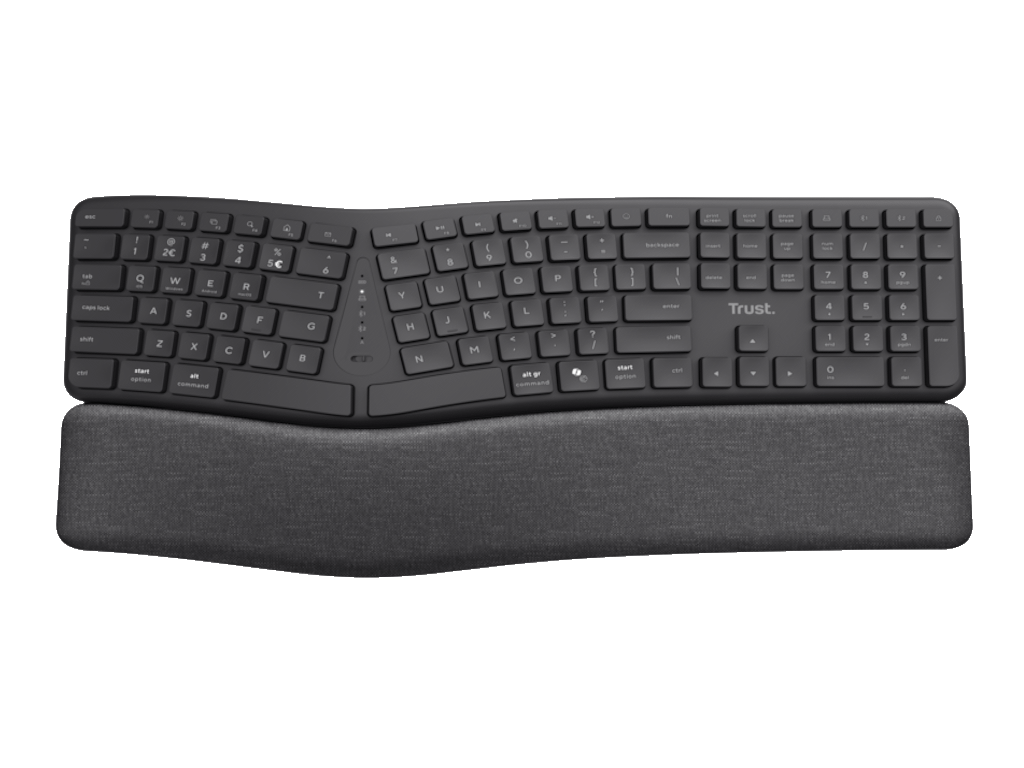 TRUST Keyra Ergonomic multidevice wireless keyboard US