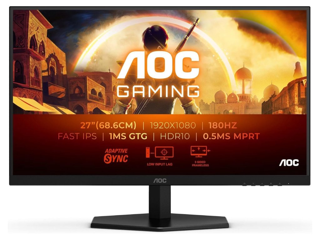 AOC IPS Gaming Monitor 27G42E, 27", Full HD 1920x1080, 180Hz, 1 ms, 1000:1, HDMI - DP