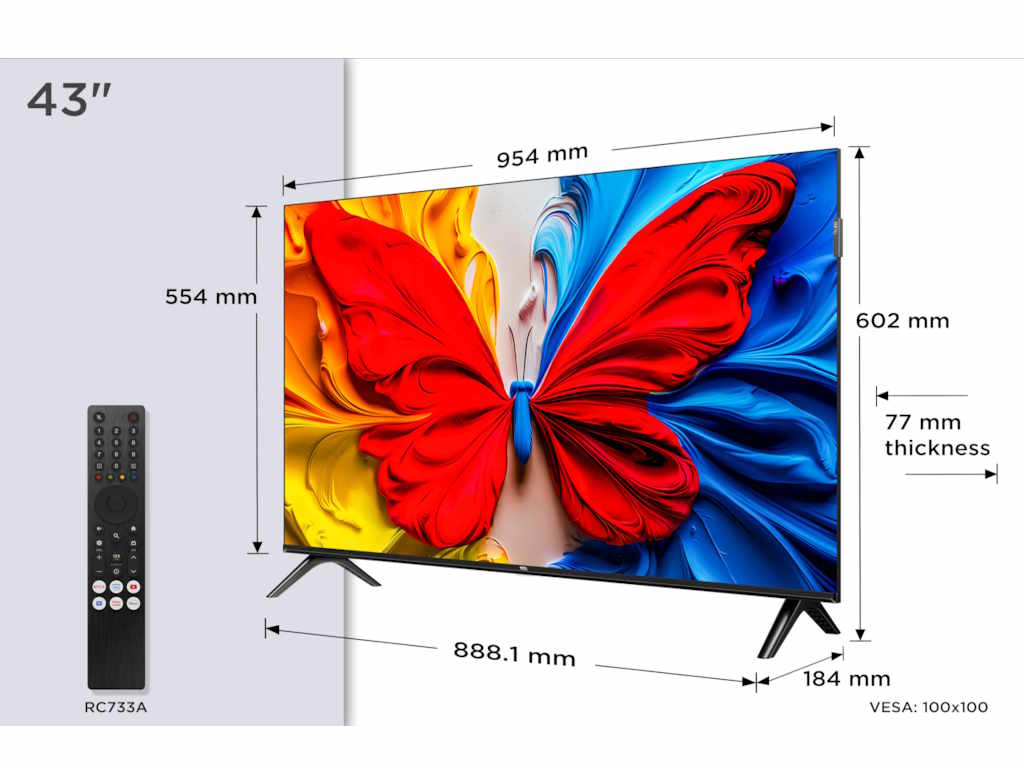 TCL 43S5K QLED TV 43" full HD, Android smart, Colorful Quantum Crystal, slim dizajn (bez okvira)