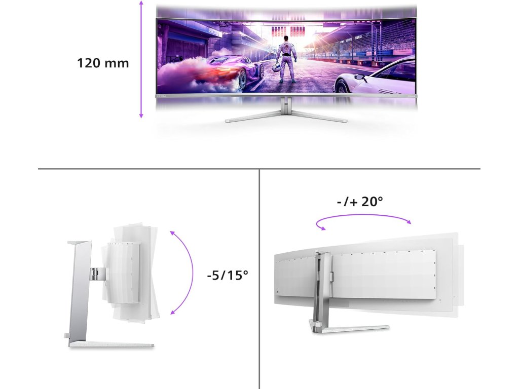 PHILIPS Gaming Monitor 49M2C8900 49" QD OLED 5120x1440, 240 Hz,0.03 ms,HDMI 2.1 x2 - DP - USB-C - 7.5 W x4