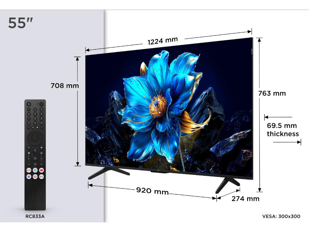 TCL 55P7K QLED TV 55" ultra HD, Google TV smart, AiPQ processor, Dolby Atmos,slim dizajn(bez okvira)