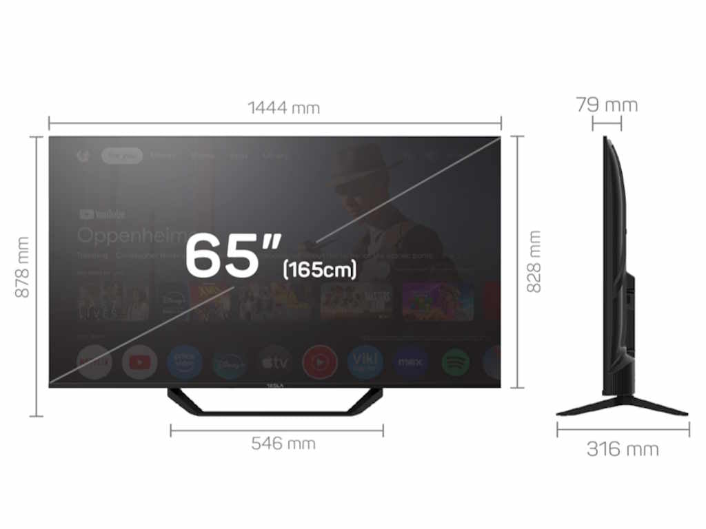 Tesla 65E655BUS LED TV 65" ultra HD, Google TV smart, DVB-T2 - C - S2