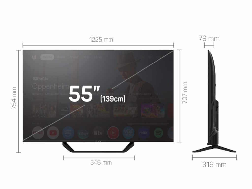 Tesla 65E655BUS LED TV 65" ultra HD, Google TV smart, DVB-T2 - C - S2