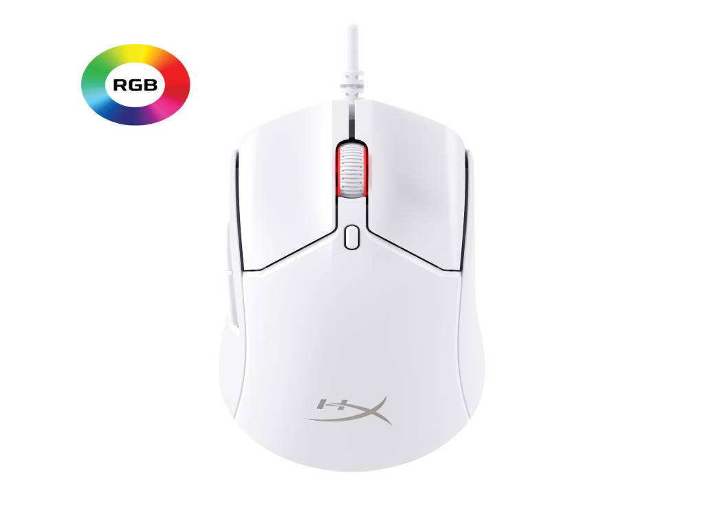 HyperX Pulsefire Haste 2 Wired Gaming Mouse - 650 IPS - Up to 26000 DPI - RGB - White - Low-friction skates
