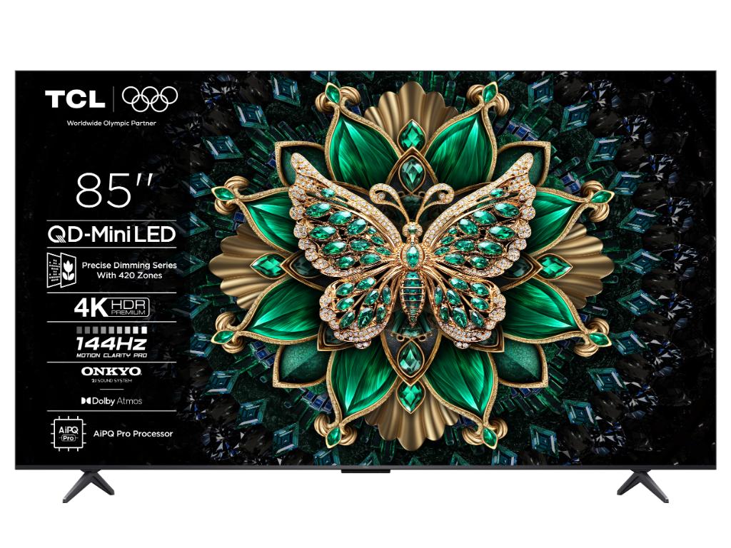 TCL 85C6K mini LED TV 85" ultra HD, Google TV smart, 512 Local Dimming Zones, 144Hz, Onkyo 2.1