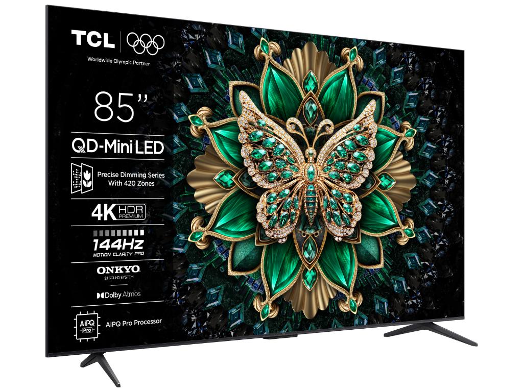 TCL 85C6K mini LED TV 85" ultra HD, Google TV smart, 512 Local Dimming Zones, 144Hz, Onkyo 2.1