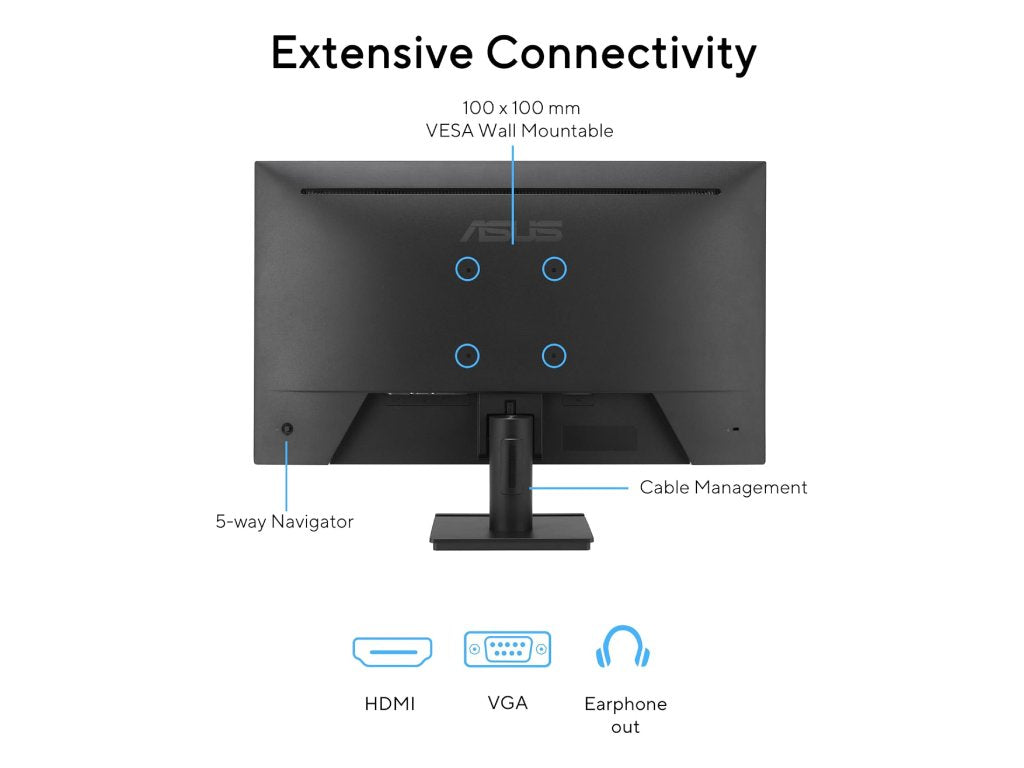 ASUS LED IPS Gaming Monitor VA279HG, 27",Full HD 1920x1080, 120Hz, 1 ms, 1500:1,Eye Care, VGA - HDMI