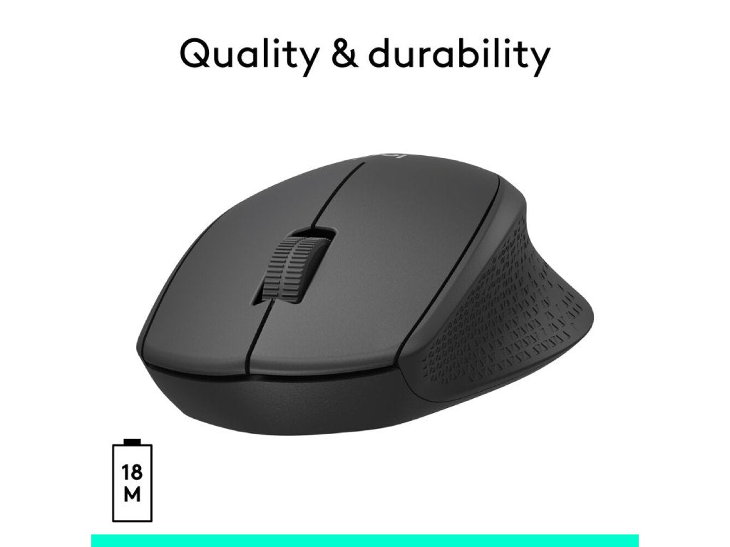LOGITECH M330 Silent Plus Wireless Optical Mouse, 1000 DPI, 3 Buttons, 1x AA Battery, Black
