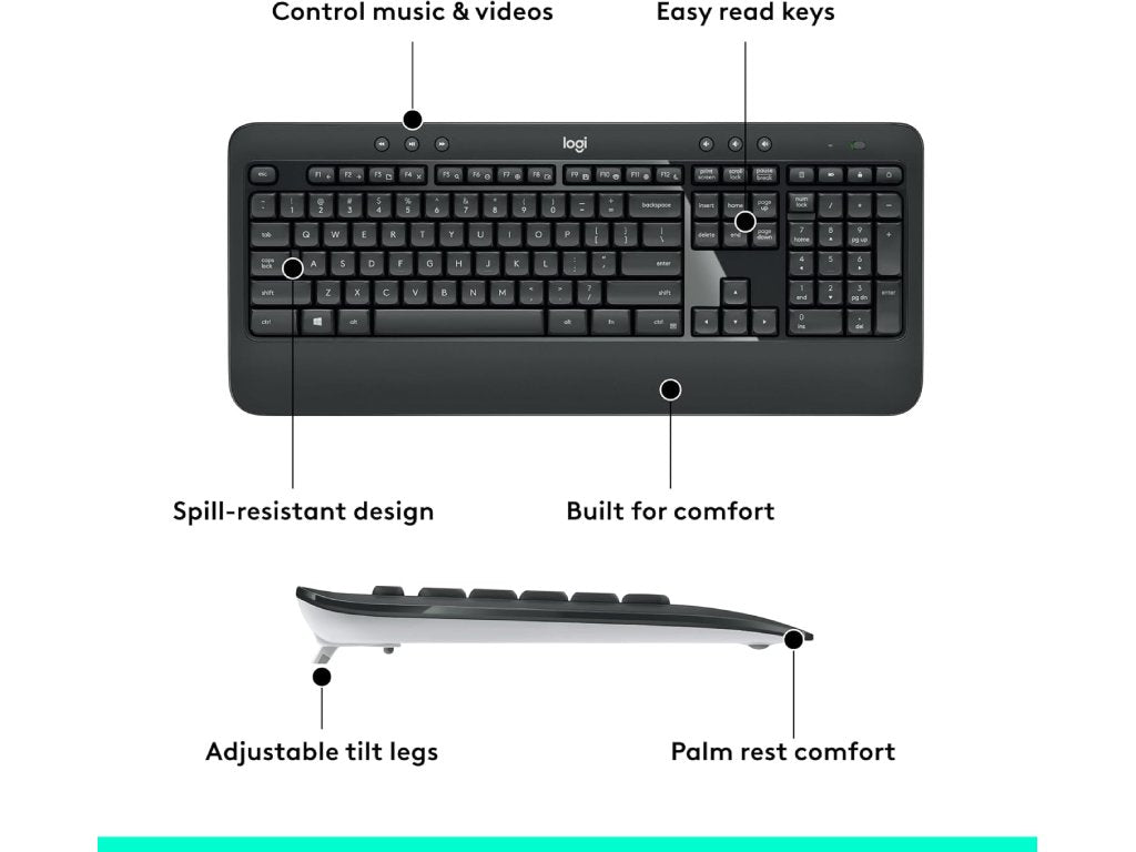 LOGITECH MK540 Advanced Wireless Desktop - Tastatura + Miš, USB, US