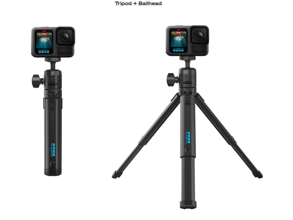 GoPro Tripod + Ball Head - Collapsible Aluminum Design, 1 - 4-20 Ball Head Versatility