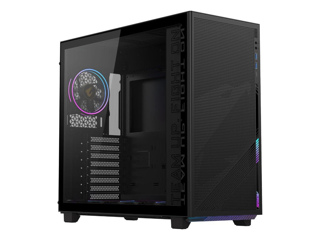 GIGABYTE AORUS C400 Gaming ATX Tower Case, Pre-installed 4 ARGB PWM fans, USB 3.0 x2, 40L, Black