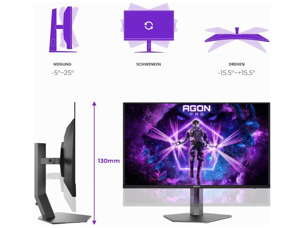 AOC Agon PRO AG326UZD2 4K QD-OLED Gaming Monitor, 31.5", 240Hz, 0.03 ms,HDMI*2 - DP*1, HAS,USB,8 W x 2