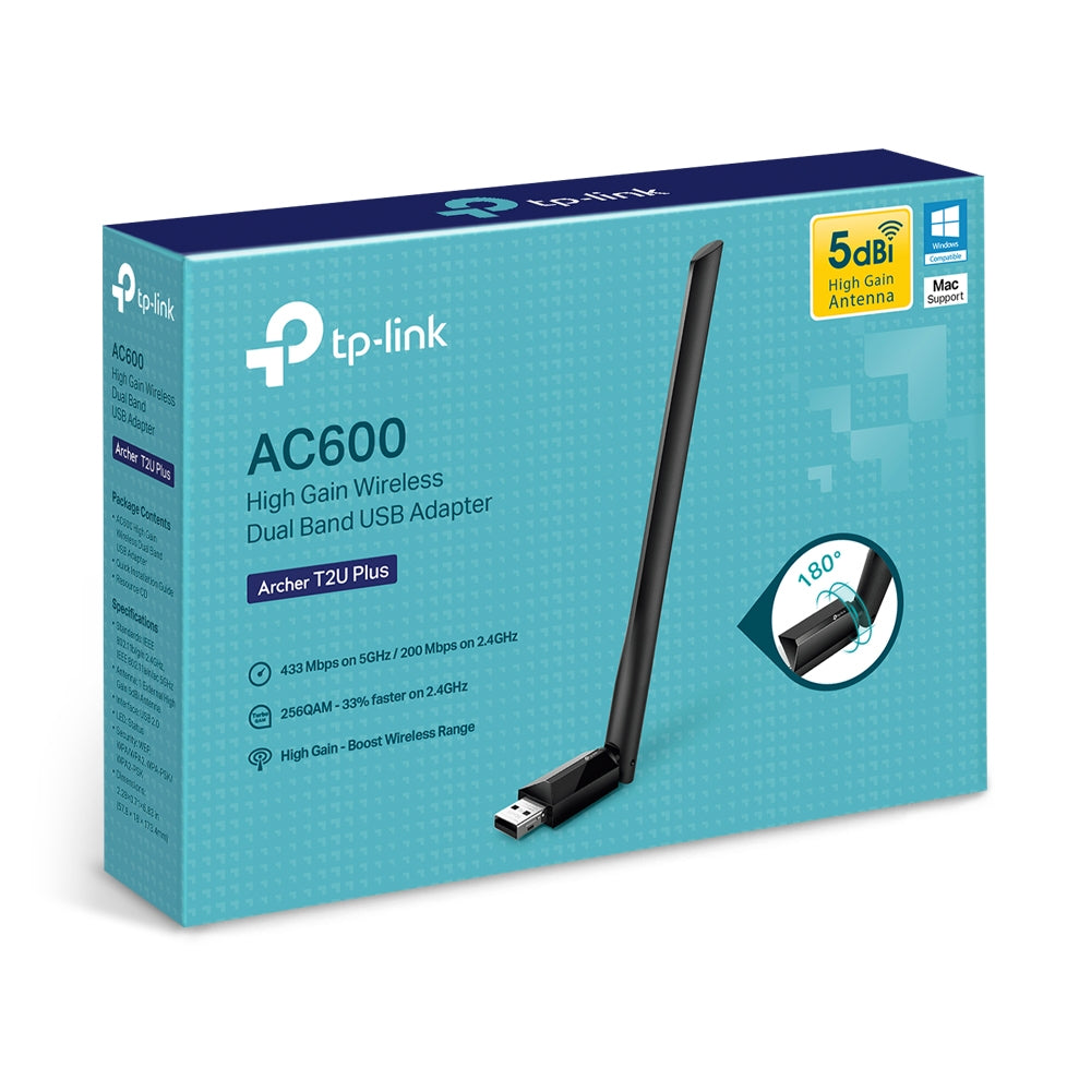TP-LINK ARCHER T2U PLUS AC600 High Gain Wireless Dual Band USB Adapter