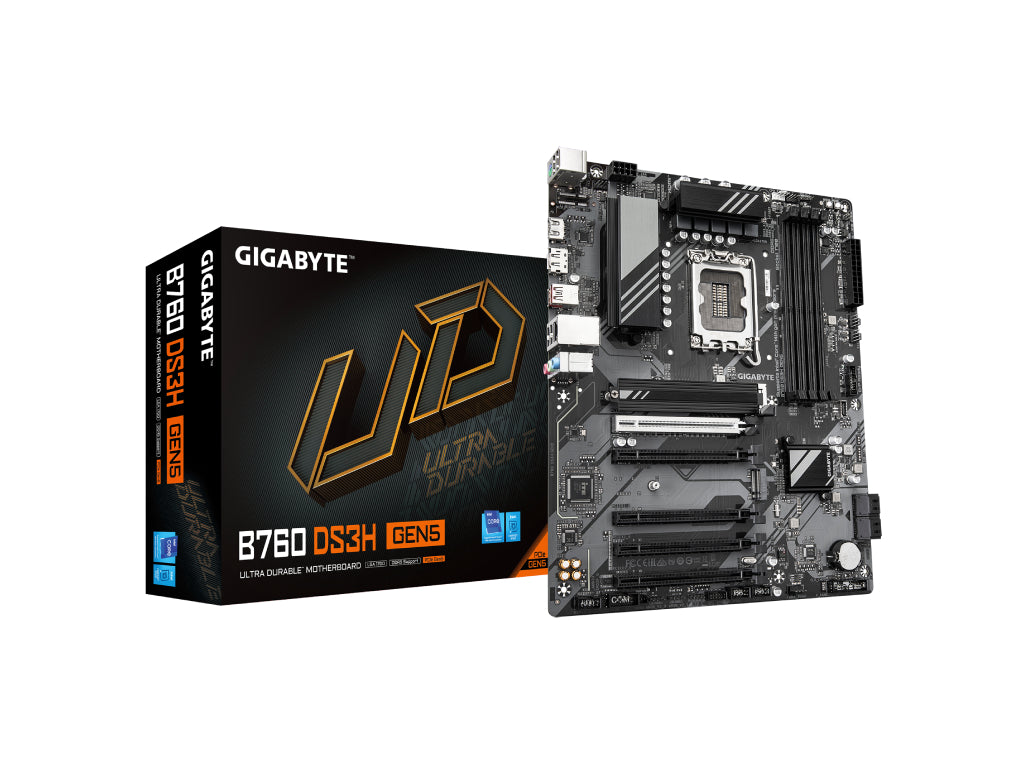 GIGABYTE INTEL MB B760 DS3H GEN5 , 4*DDR5 7600MHz, 2*PCIe 4.0, HDMI - DP, GbE LAN, LGA 1700