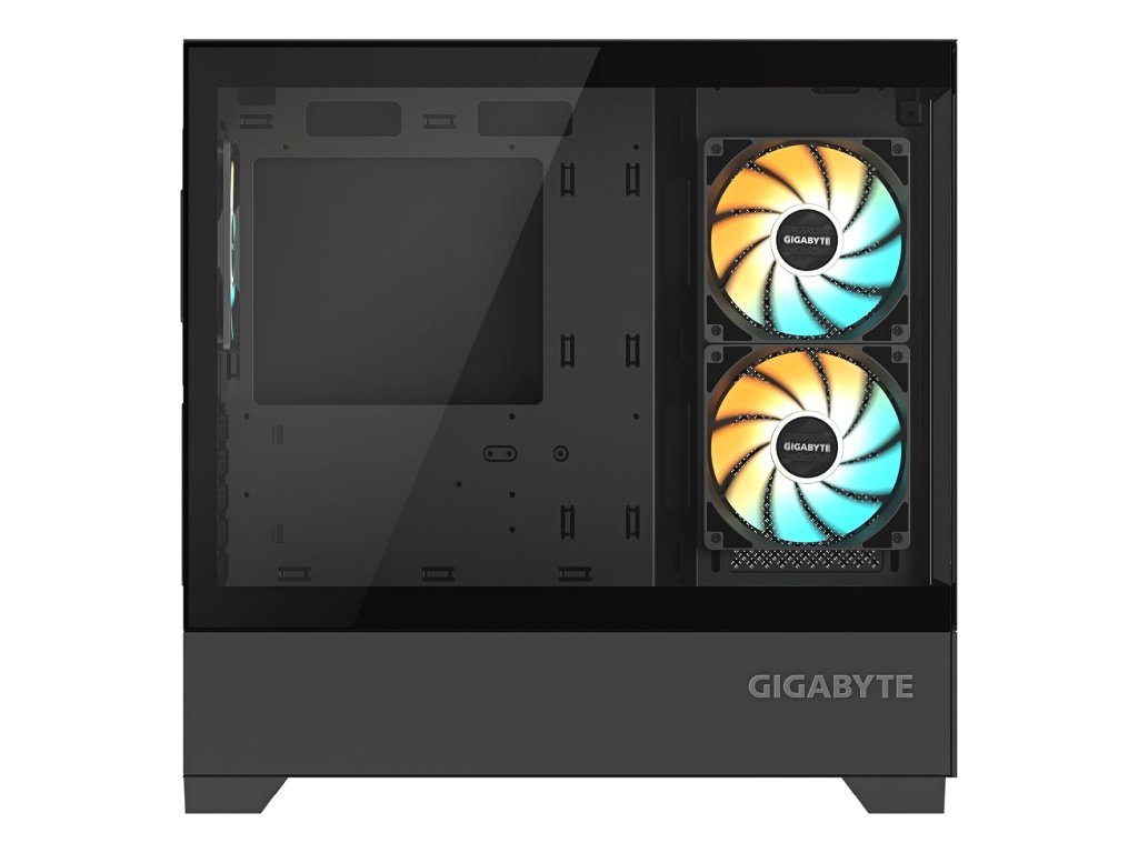 GIGABYTE C201 Panoramic Mid Tower PC Case(mini-ITX - m-ATX), Pre-installed 3 ARGB fans, USB*2, Black