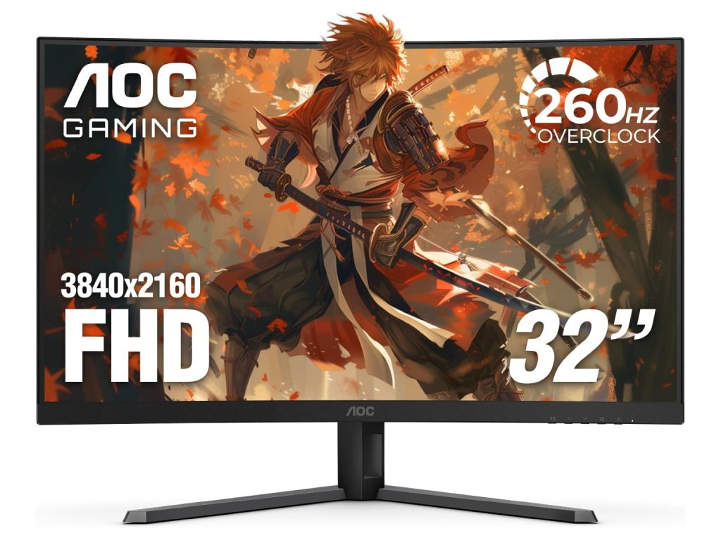 AOC FHD Gaming LED Curved Monitor C32G42ZE, 31.5", 1920x1080, 260Hz, 0.3 ms, DP - HDMI, Tilt
