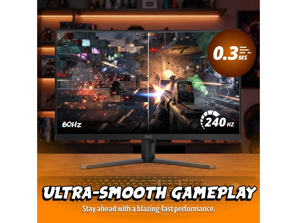 AOC FHD Gaming LED Curved Monitor C32G42ZE, 31.5", 1920x1080, 260Hz, 0.3 ms, DP - HDMI, Tilt