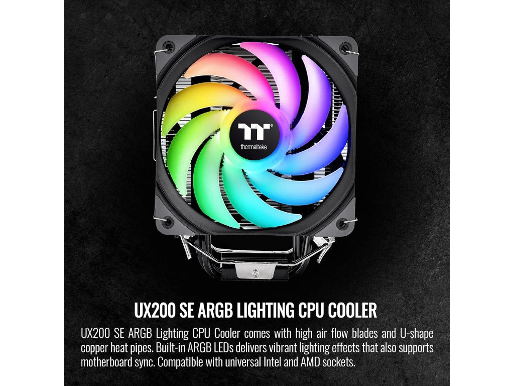 THERMALTAKE UX200 SE ARGB Lighting CPU Cooler, PWM 800-1800 RPM, 4Pin, INTEL - AMD