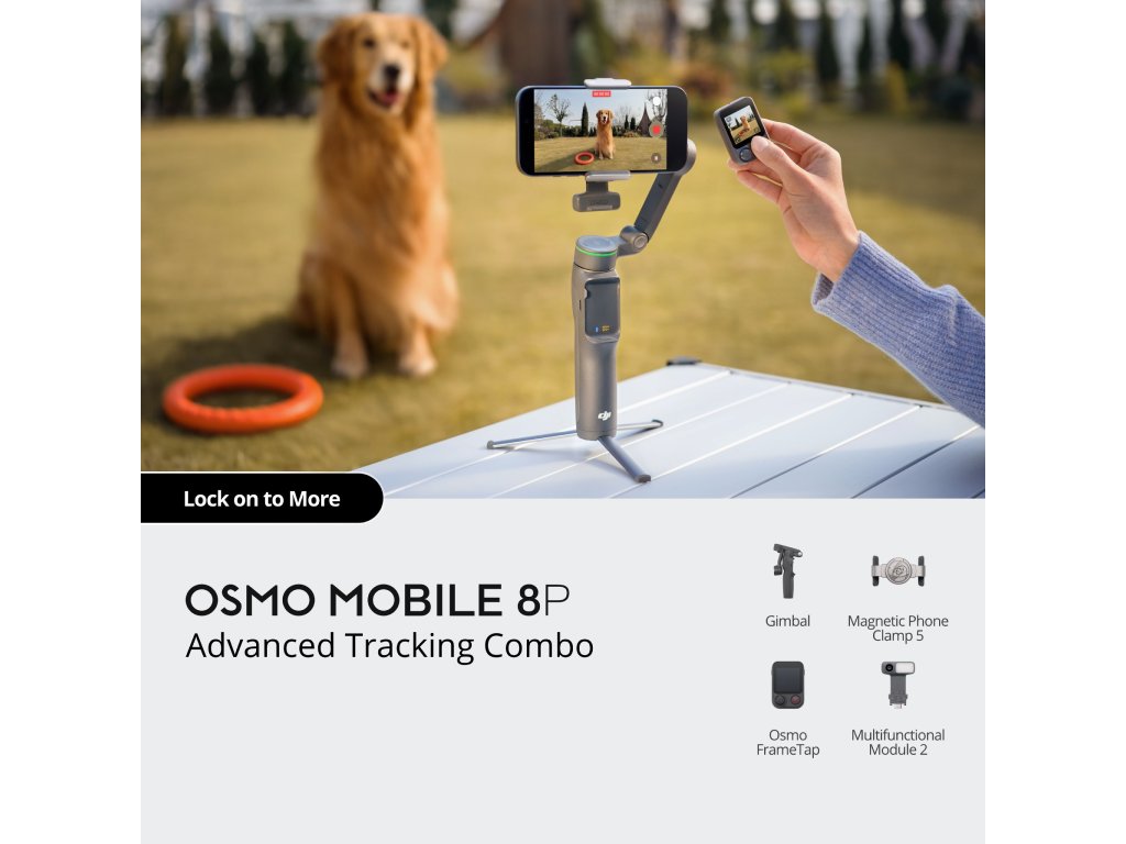 DJI Osmo Mobile 8P Advanced Tracking Combo, Pro Framing and Tracking Phone Gimbal