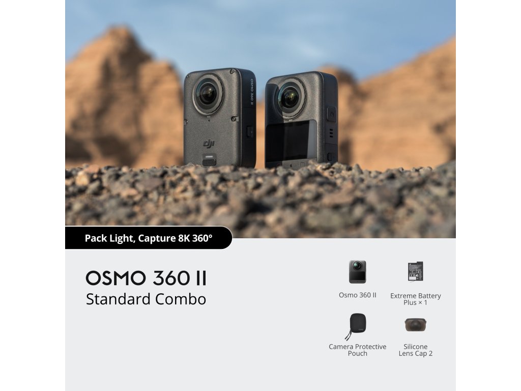 DJI Osmo 360 II Standard Combo, Native 8K - 60fps, 1 360 imaging, 105GB of built-in storage