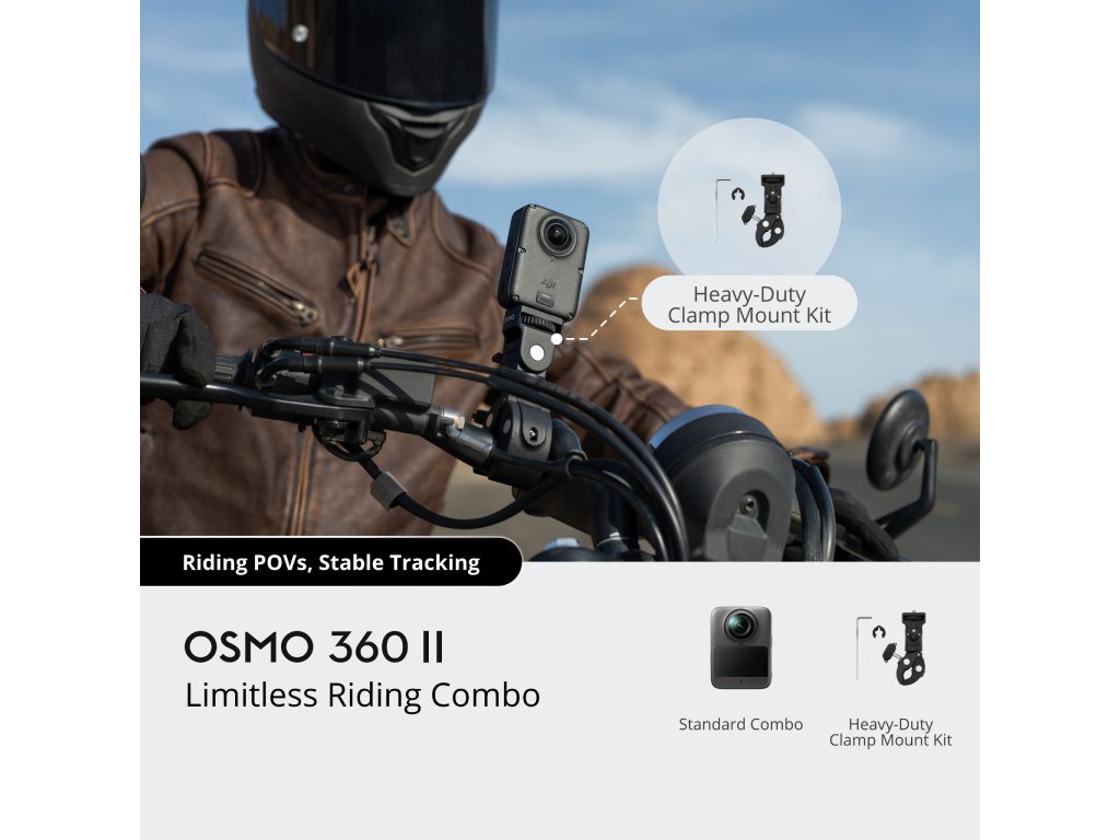 DJI Osmo 360 II Limitless Riding Combo, Native 8K - 60fps, 1 360 imaging, 105GB of built-in storage
