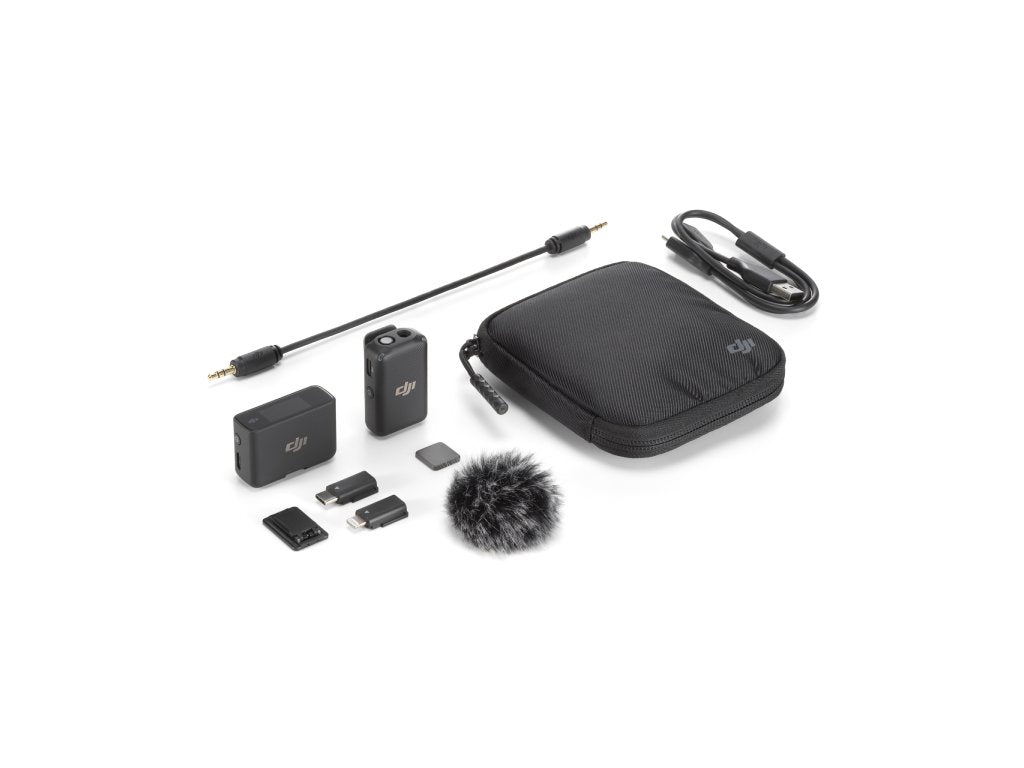 DJI Mic 2 (1 TX + 1 RX), Wireless Microphone with Intelligent Noise Cancelling, 14-Hour Recording