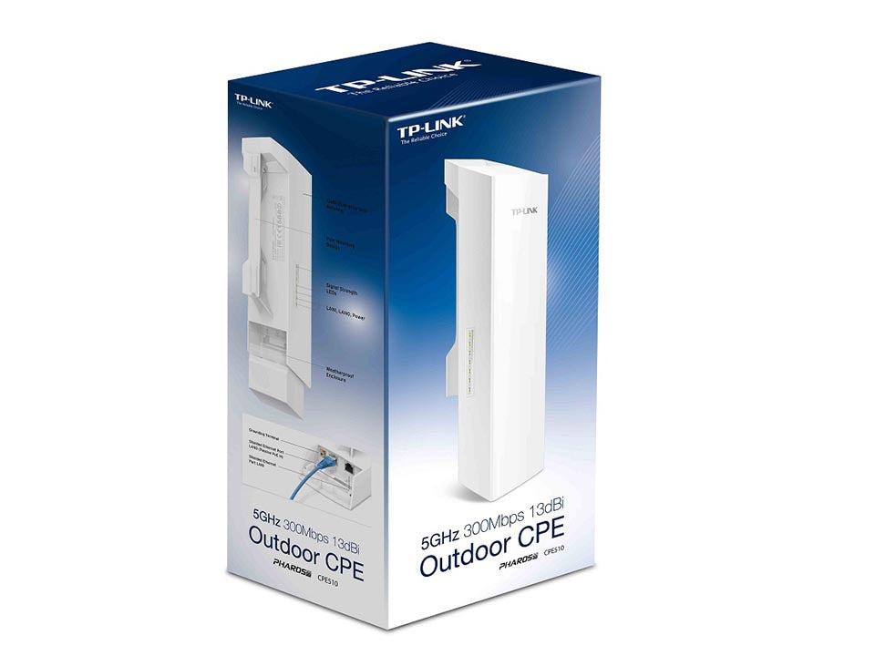 TP-LINK CPE510 Antena Outdoor 5GHz 300Mbps Wi-Fi 13dBi, 23dBm, 10+ km, IP55 Weather proof