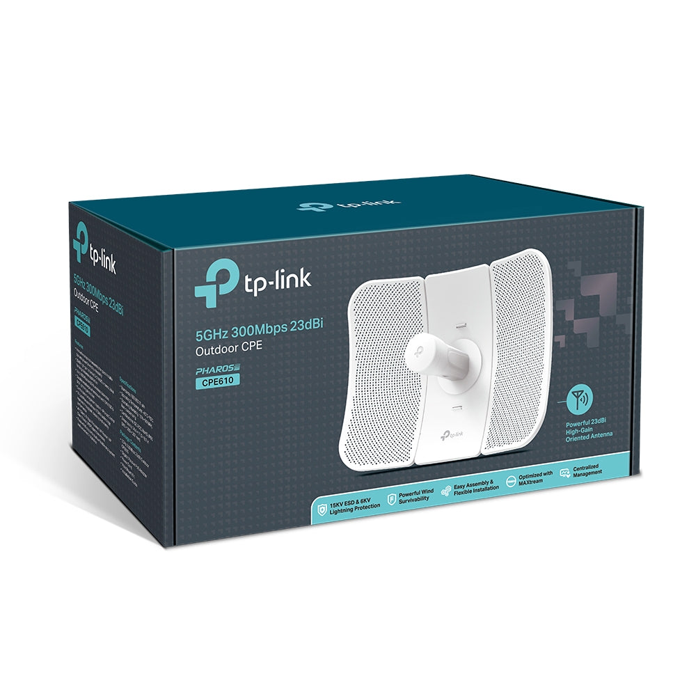 TP-LINK CPE610 5GHz 300Mbps 23dBi Outdoor Professional Antenna, IP65 weatherproof