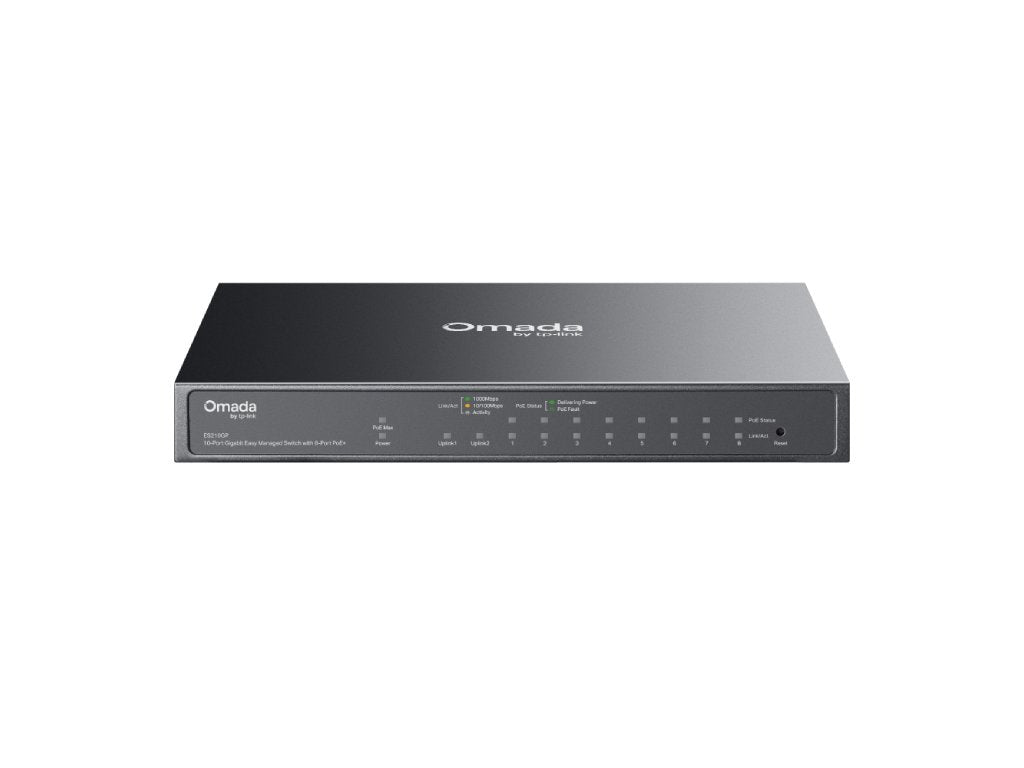 TP-LINK ES210GP Omada 10-Port Gigabit Easy Managed Switch with 8-Port PoE+, 63W Power Budget