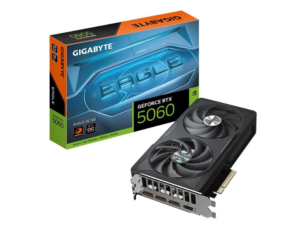 GIGABYTE VGA GeForce RTX 5060 EAGLE OC 8G GDDR7, 128 bit, DP*3(2.1b) - HDMI*2(2.1b)