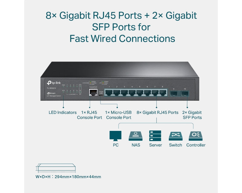SG3210(UN) Omada 8-Port Gigabit L2+ Upravljivi Switch sa 2 SFP Slots