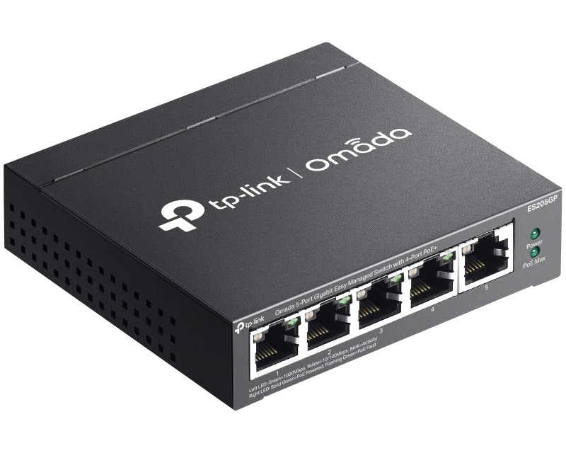 ES205GP Omada 5-Port Gigabit Easy Managed Switch with 4-Port PoE+