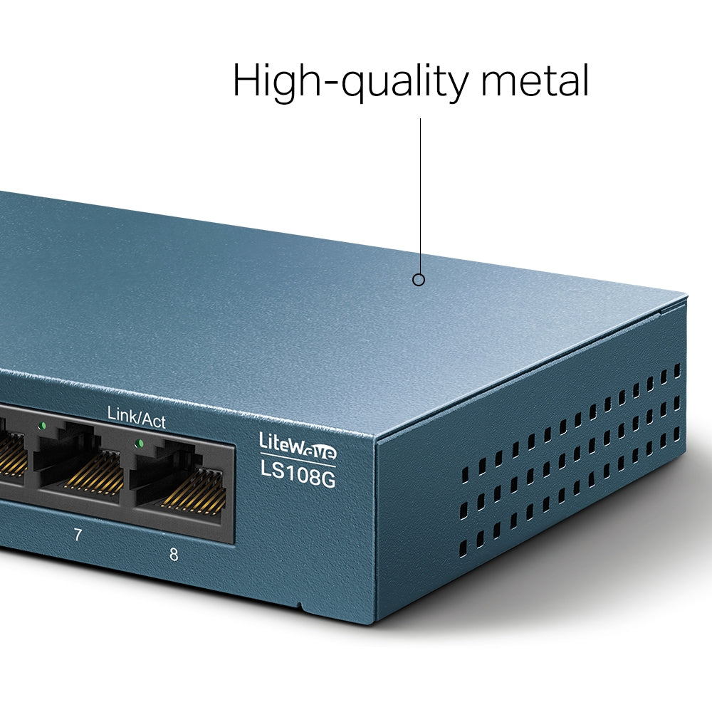 TP-LINK LS108G 8-Port Gigabit Desktop Network Switch, Metal Case