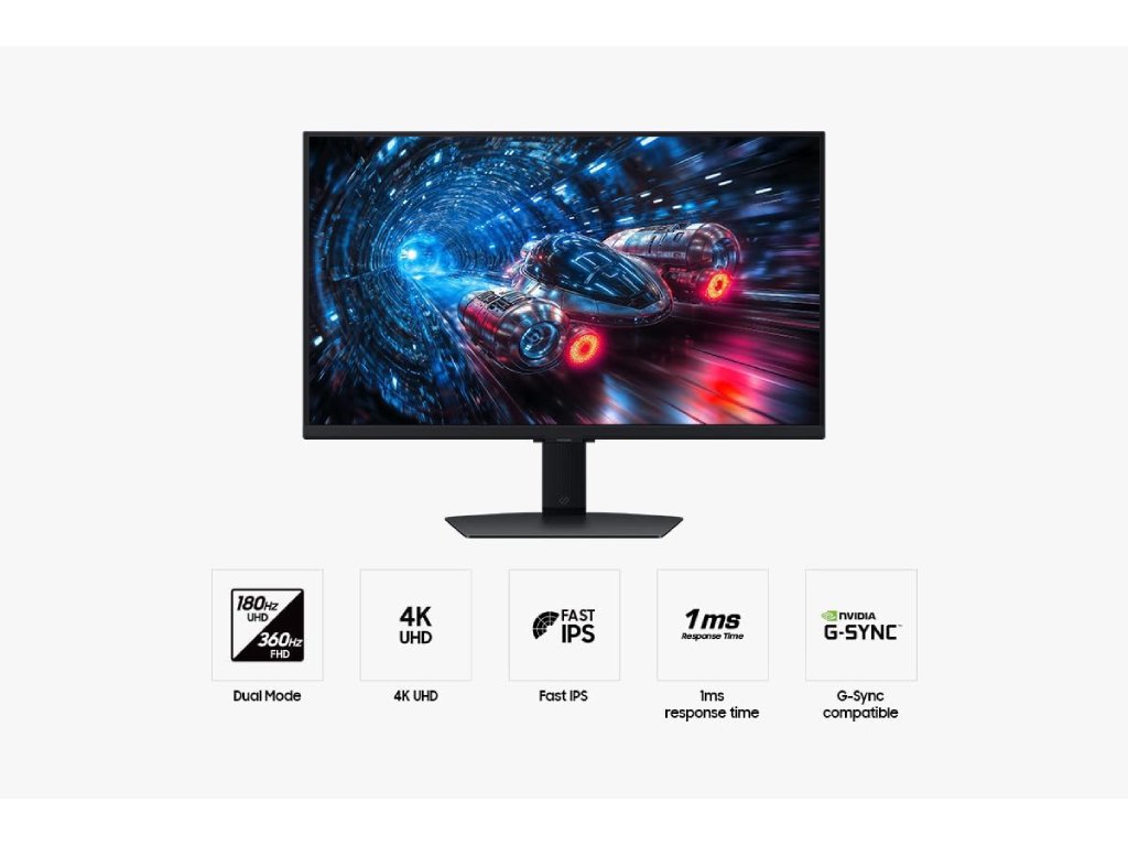 SAMSUNG 4K UHD Odyssey Gaming IPS Monitor G70F, 27",180Hz - 360Hz FHD, 1 ms,DP - HDMI*2 - USB, HAS, PIVOT