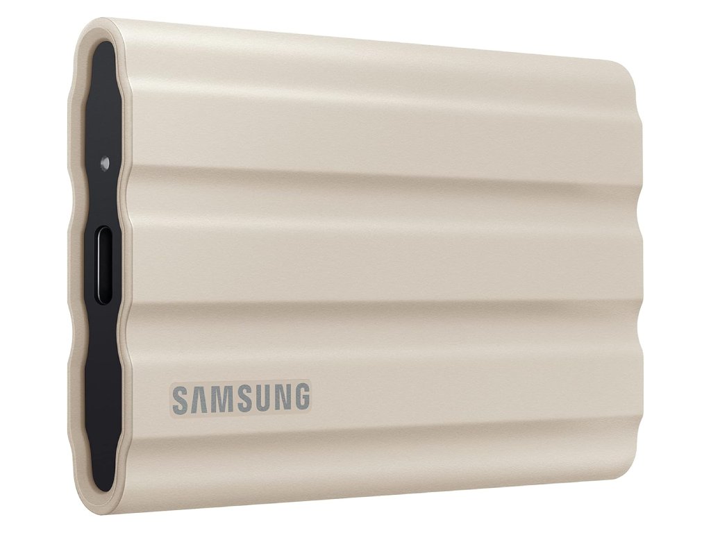 SAMSUNG 1TB T7 Shield Portable SSD USB 3.2 Gen2, 1050 MB - s Read, 1000 MB - s Write, IP65, IPX5, Beige