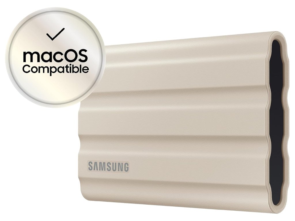 SAMSUNG 1TB T7 Shield Portable SSD USB 3.2 Gen2, 1050 MB - s Read, 1000 MB - s Write, IP65, IPX5, Beige