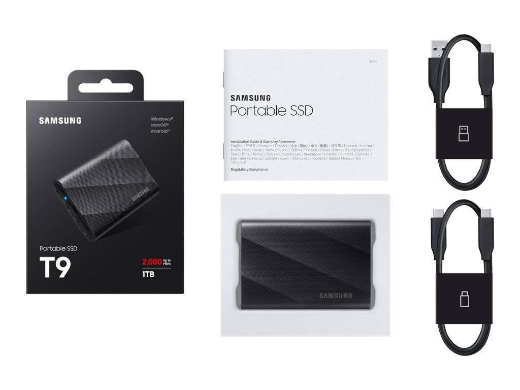 SAMSUNG 1TB T9 Portable External SSD, USB 3.2 Gen 2x2 interface, up to 2000MB - s Read - Write