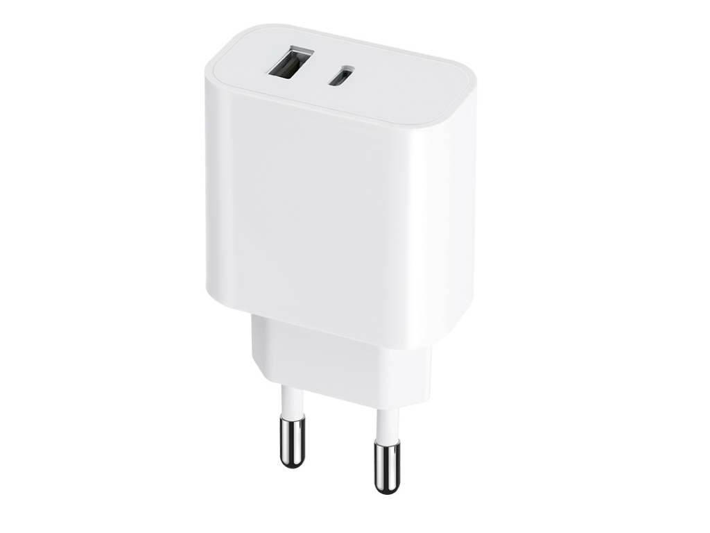 Maxlife MXTC-06 PD QC charger 1x USB-C 1x USB 30W white