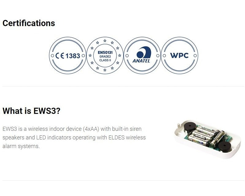 EWS3 bežična unutrašnja sirena
