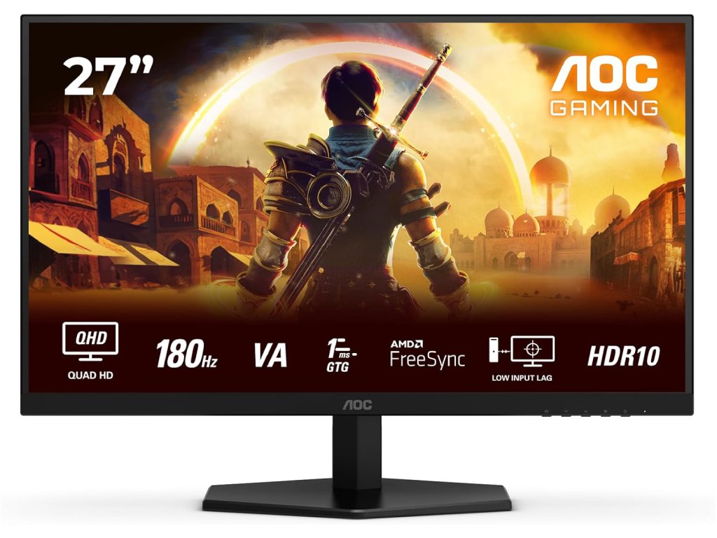 AOC Gaming Monitor Q27G42XNE, 27" QHD 2560x1440, 180 Hz, 1 ms, 5000:1, DP - HDMI*2, Tilt,Speaker 2W *2