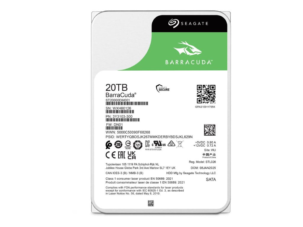 SEAGATE BarraCuda 20TB, ST20000DM001, 3.5", SATAIII, 7200 RPM, 512MB cache, 6Gb - s