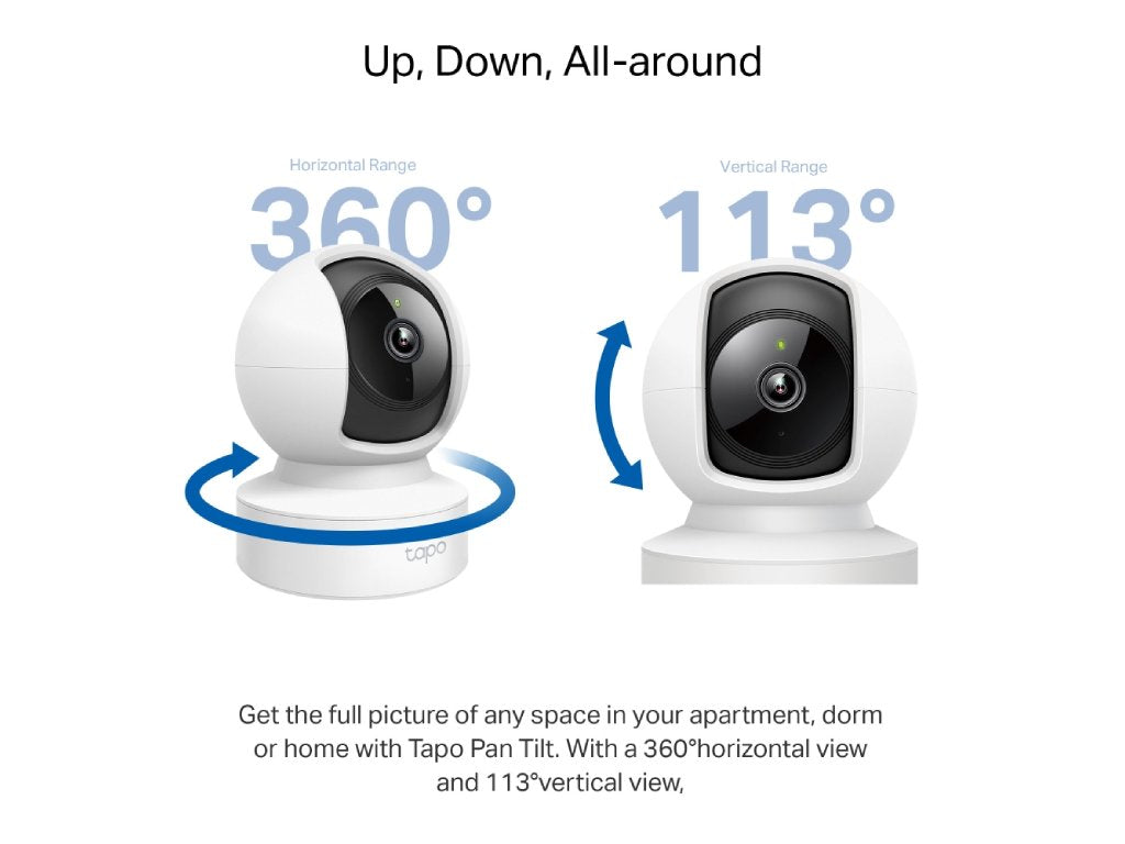 TP-LINK TAPO C212 Pan - Tilt Home Security Wi-Fi Camera, 2K, 3MP, Person Detection, Motion Tracking