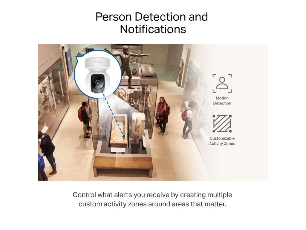 TP-LINK TAPO C212 Pan - Tilt Home Security Wi-Fi Camera, 2K, 3MP, Person Detection, Motion Tracking