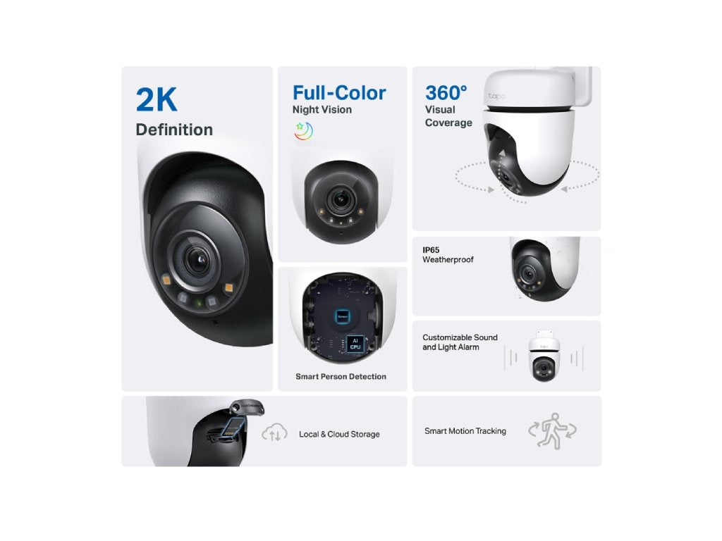 TP-LINK TAPO C510W Outdoor Pan - Tilt Security WiFi Camera 2K 2304 x 1296 px 360 Visual Coverage IP65