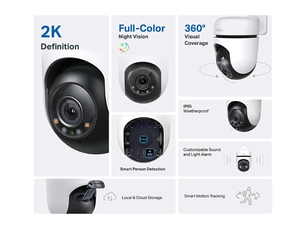 TP-LINK TAPO C520WS 2K QHD Live View Outdoor Pan - Tilt Security Wi-Fi Camera, IP66 Weatherproof