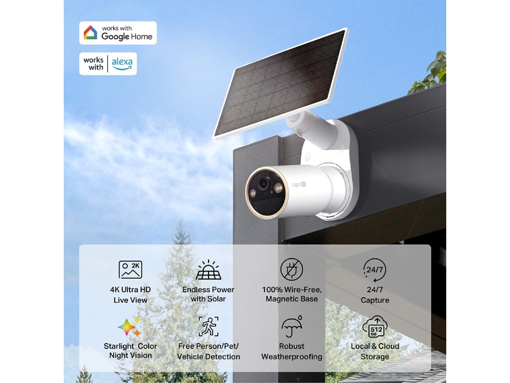 TP-LINK TAPO C460 KIT 4K 8MP Solar-Powered Security Camera Kit, Free AI Detection, F1.6 lens